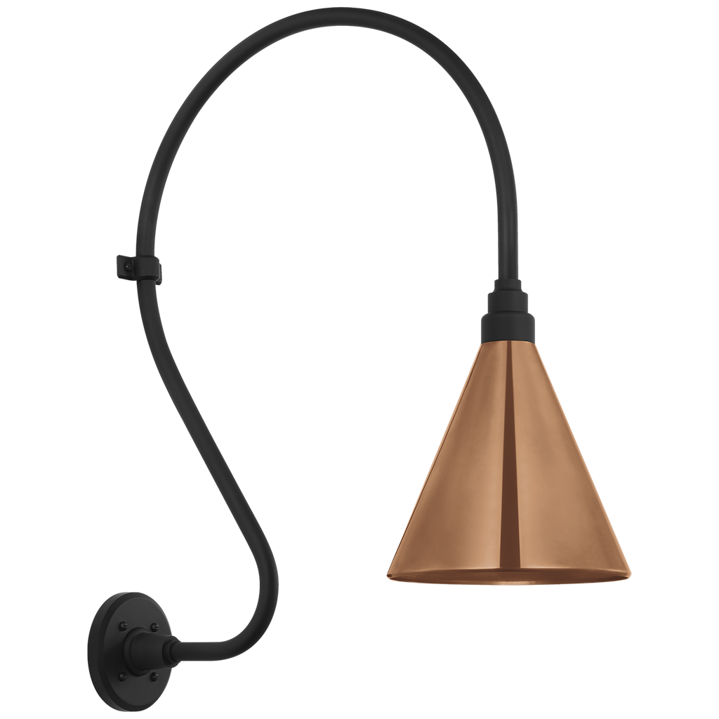 Academy 18" Larrabee Barn Light | Matte Black | 9 | 9" Soft Copper Conical Savannah Shade