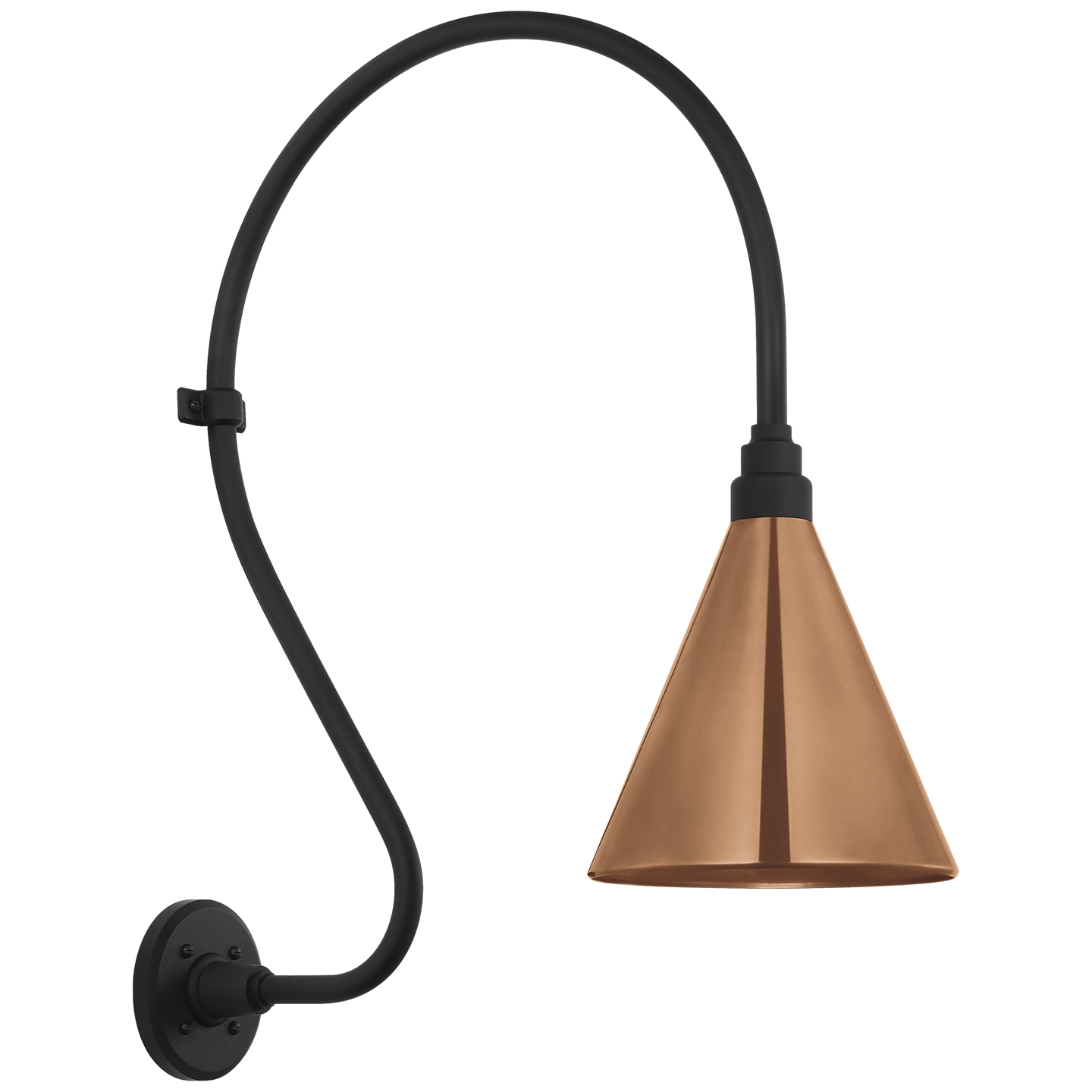 Academy 18" Larrabee Barn Light | Matte Black | 9 | 9" Soft Copper Conical Savannah Shade