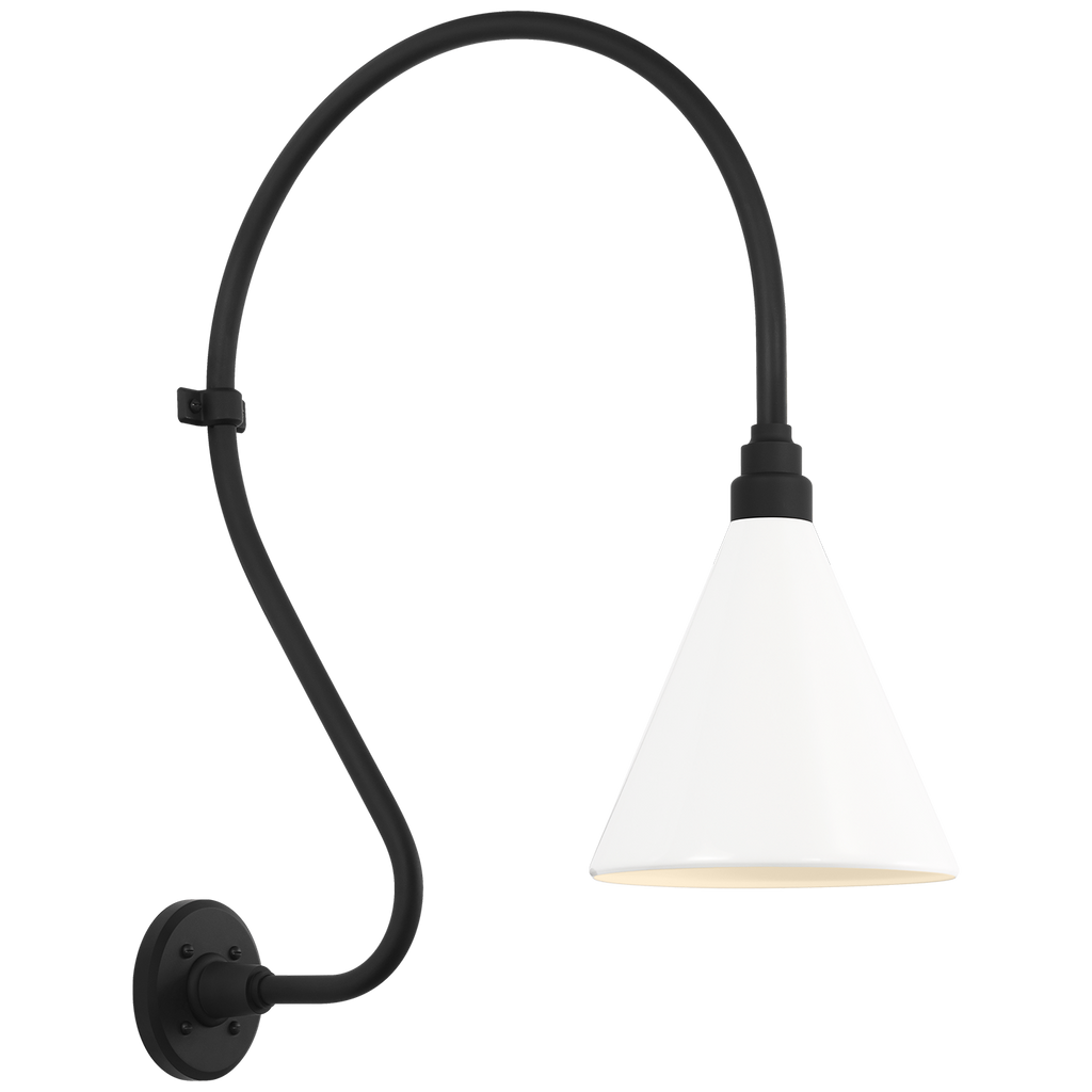 Academy 18" Larrabee Barn Light | Matte Black | 9 | 9" White Conical Savannah Shade