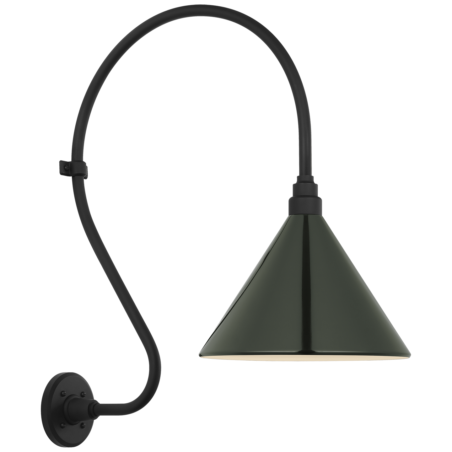 Academy 18" Larrabee Barn Light | Matte Black | 12.5 | 12.5" Green Conical Savannah Shade
