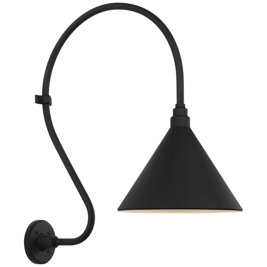 Academy 18" Larrabee Barn Light | Matte Black | 12.5 | 12.5" Matte Black Conical Savannah Shade