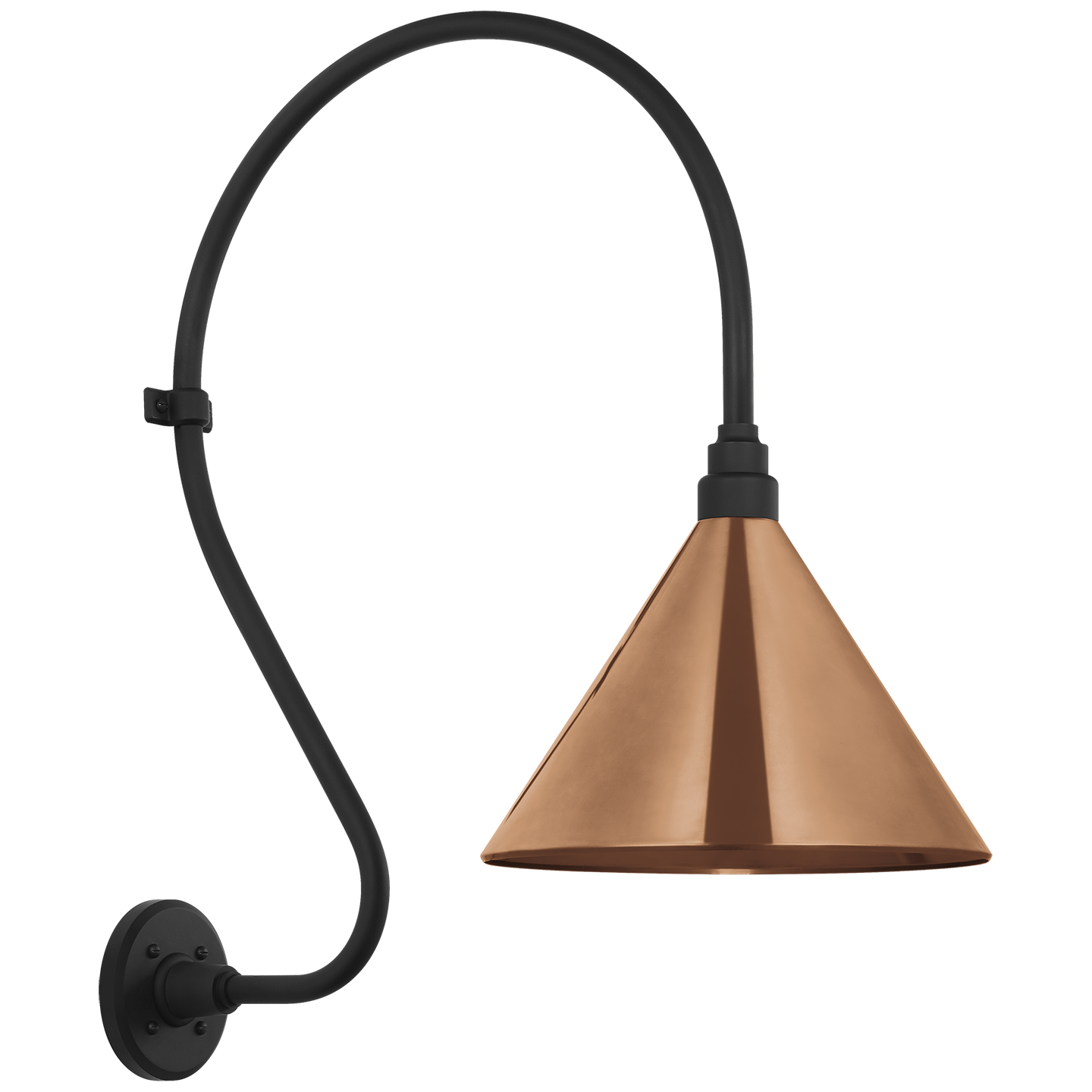 Academy 18" Larrabee Barn Light | Matte Black | 12.5 | 12.5" Soft Copper Conical Savannah Shade