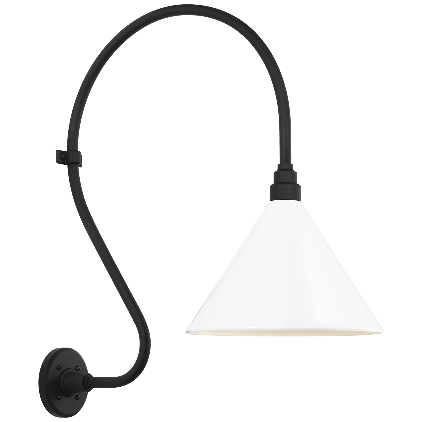 Academy 18" Larrabee Barn Light | Matte Black | 12.5 | 12.5" White Conical Savannah Shade