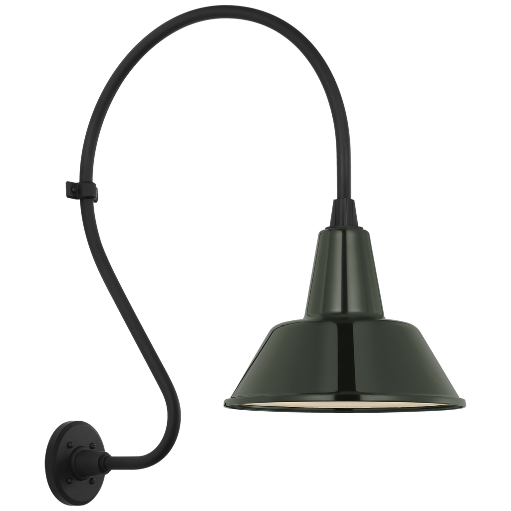Academy 18" Larrabee Barn Light | Matte Black | 12.5 | 12.5" Green Bowers Shade