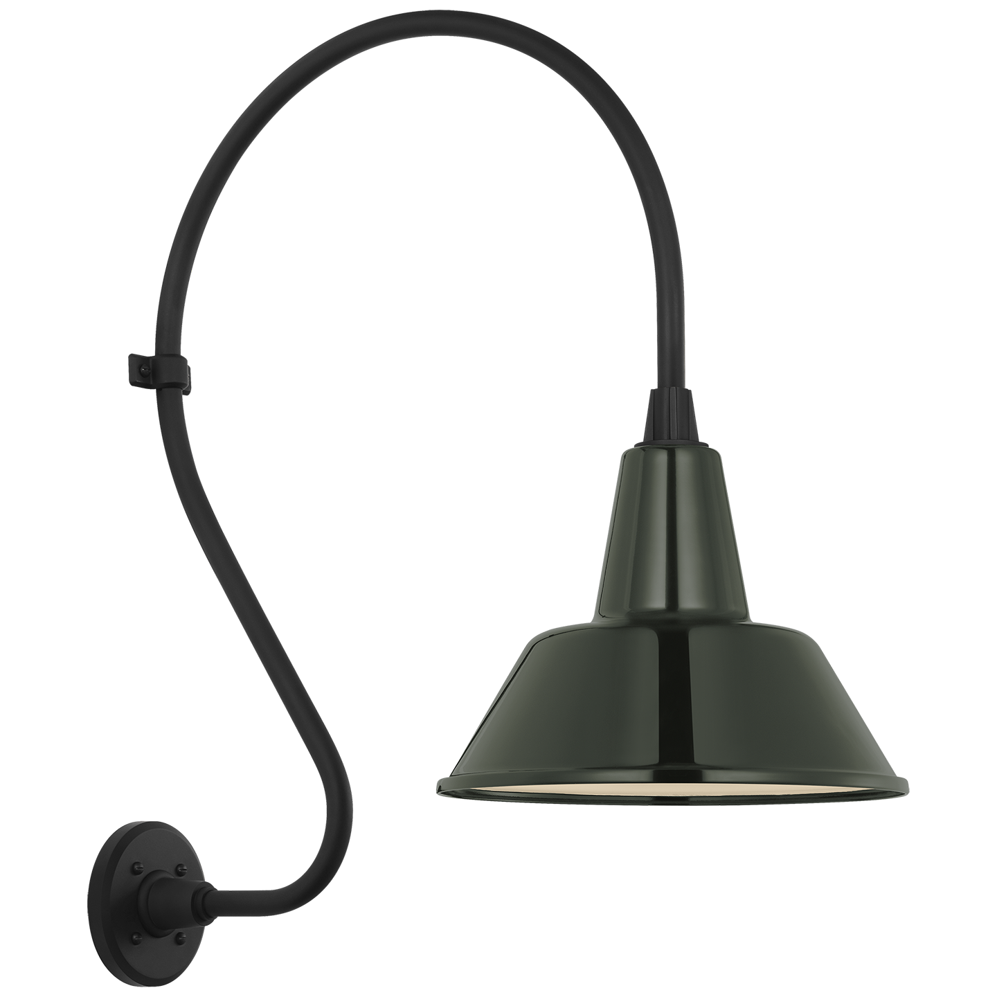 Academy 18" Larrabee Barn Light | Matte Black | 12.5 | 12.5" Green Bowers Shade