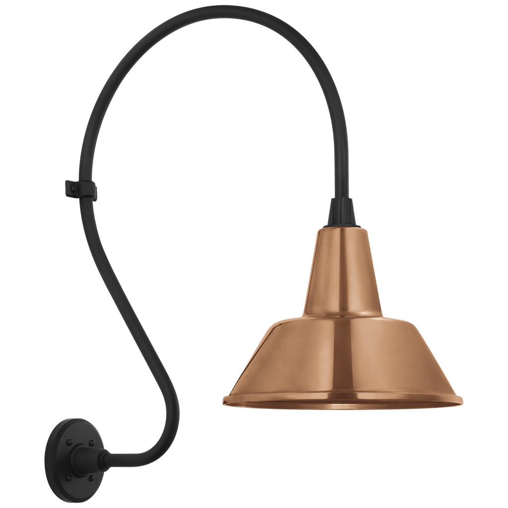 Academy 18" Larrabee Barn Light | Matte Black | 12.5 | 12.5" Soft Copper Bowers Shade