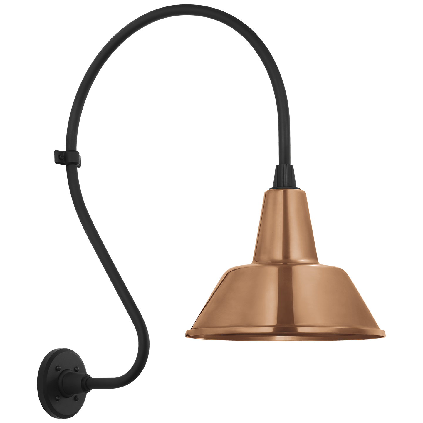 Academy 18" Larrabee Barn Light | Matte Black | 12.5 | 12.5" Soft Copper Bowers Shade