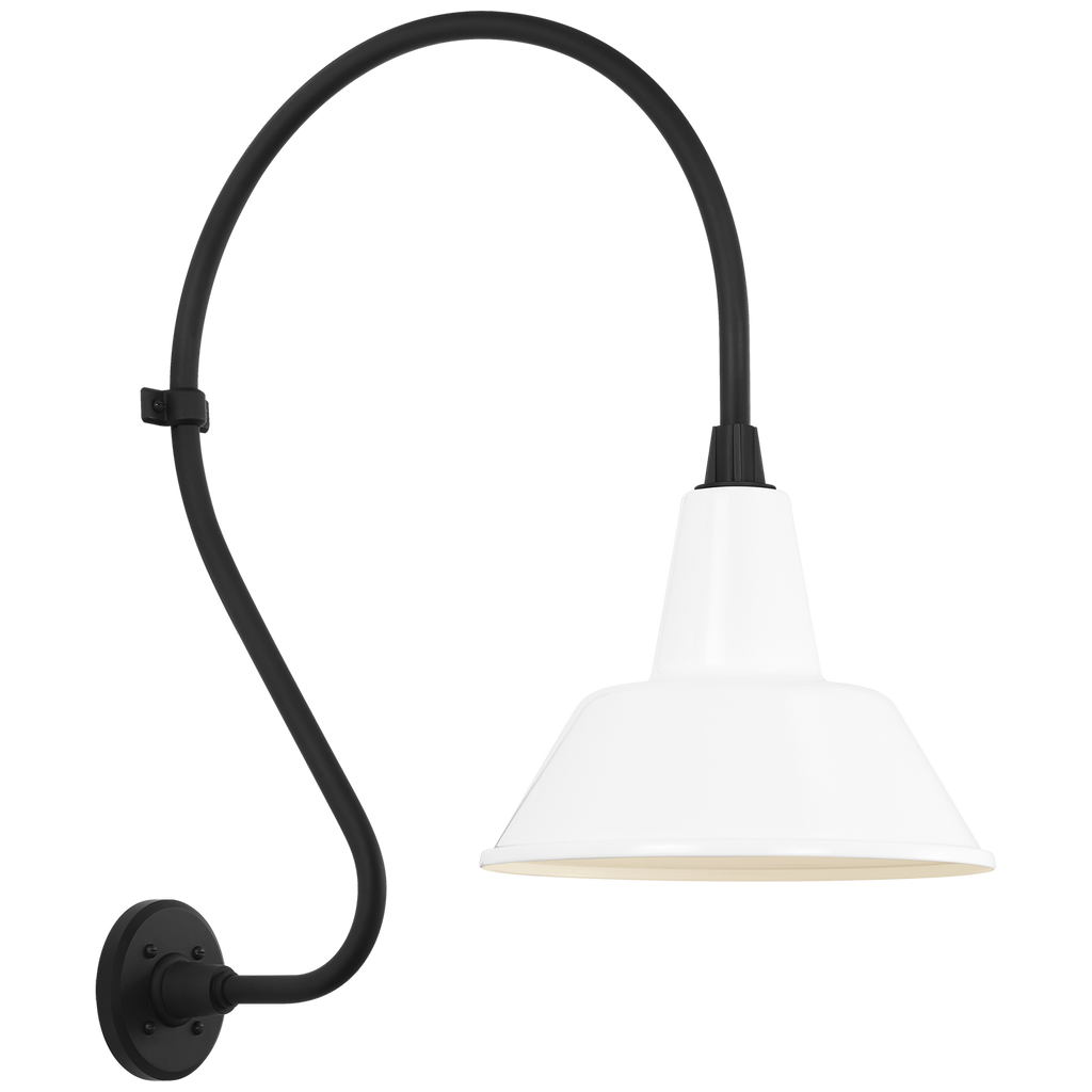 Academy 18" Larrabee Barn Light | Matte Black | 12.5 | 12.5" White Bowers Shade