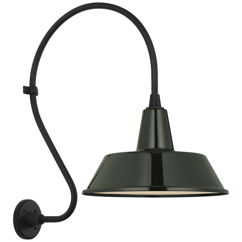 Academy 18" Larrabee Barn Light | Matte Black | 16 | 16" Green Bowers Shade