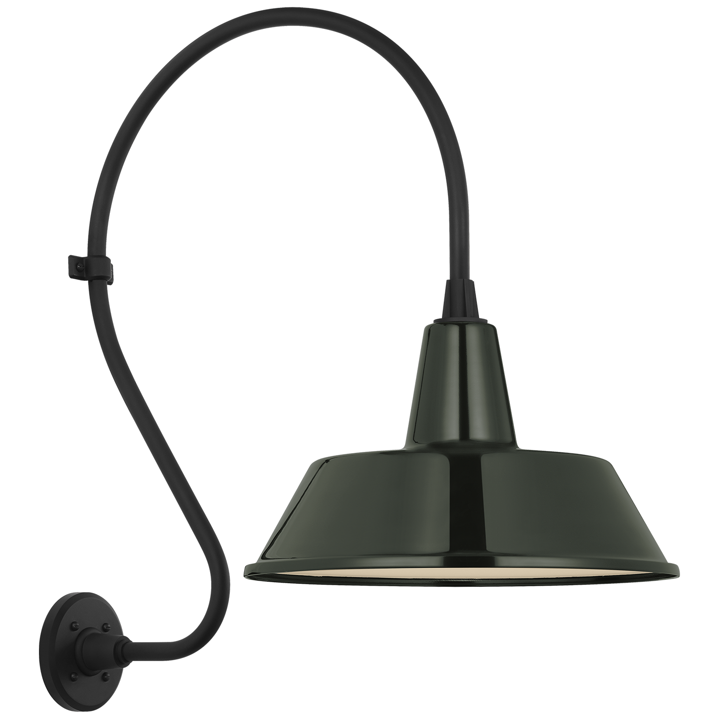 Academy 18" Larrabee Barn Light | Matte Black | 16 | 16" Green Bowers Shade