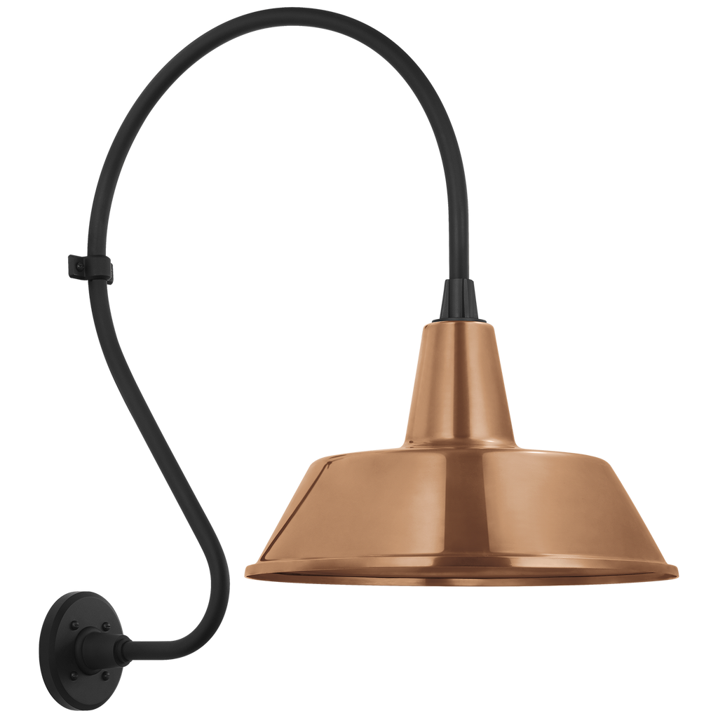 Academy 18" Larrabee Barn Light | Matte Black | 16 | 16" Soft Copper Bowers Shade