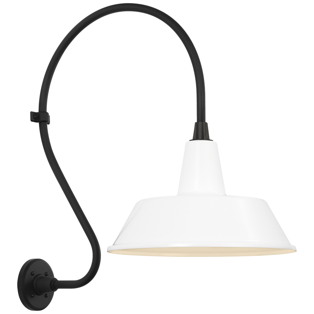 Academy 18" Larrabee Barn Light | Matte Black | 16 | 16" White Bowers Shade