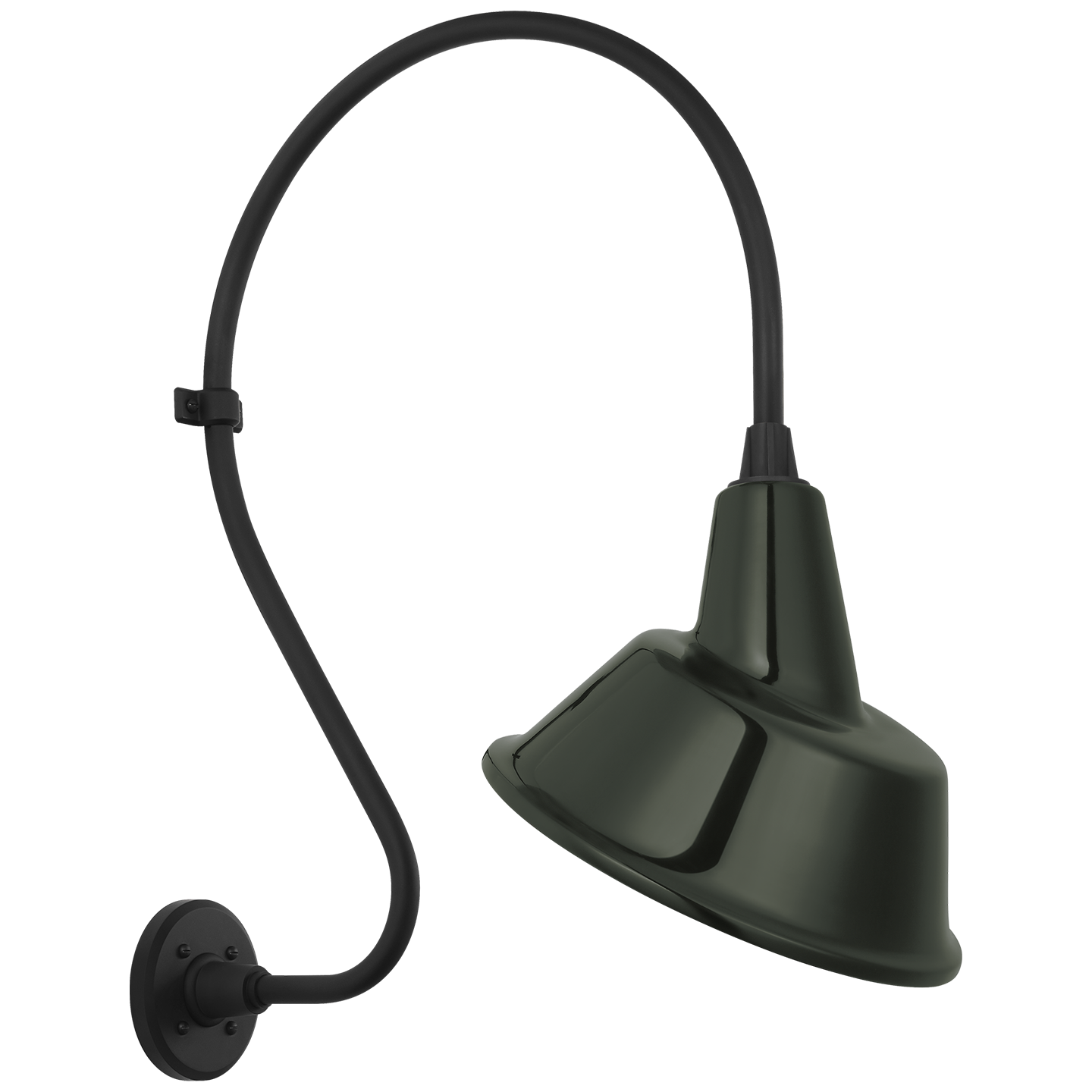 Academy 18" Larrabee Barn Light | Matte Black | 12.5 | 12.5" Green Tilted Bowers Shade