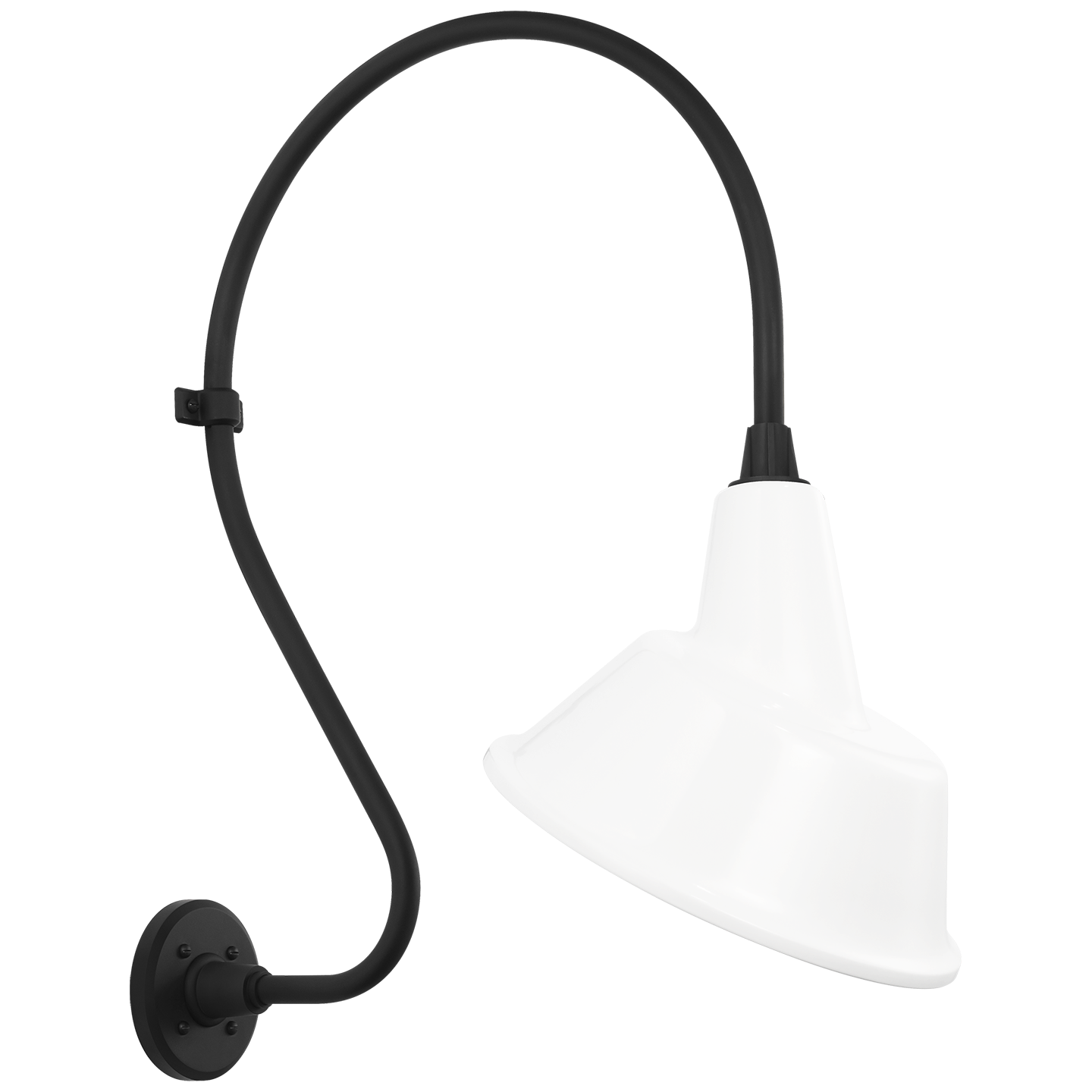 Academy 18" Larrabee Barn Light | Matte Black | 12.5 | 12.5" White Tilted Bowers Shade