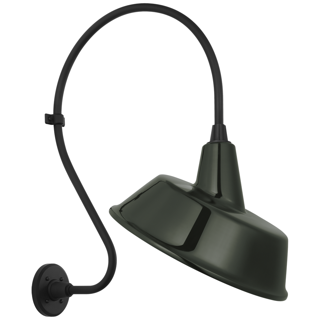 Academy 18" Larrabee Barn Light | Matte Black | 16 | 16" Green Tilted Bowers Shade