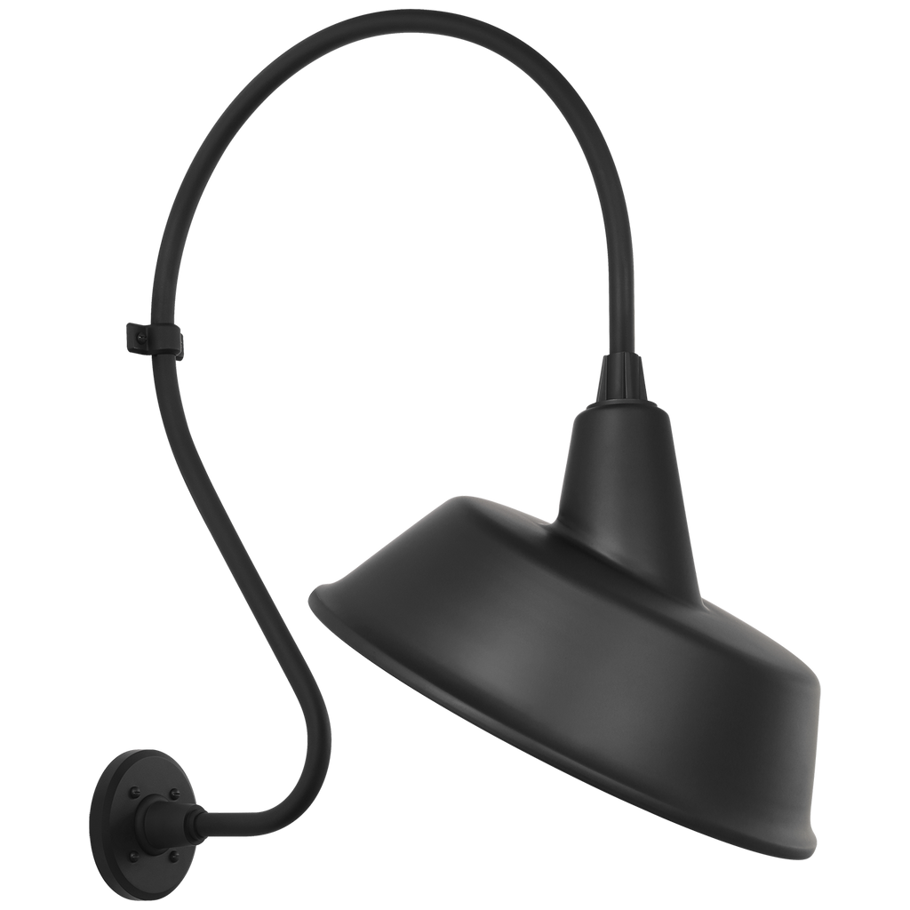 Academy 18" Larrabee Barn Light | Matte Black | 16 | 16" Matte Black Tilted Bowers Shade