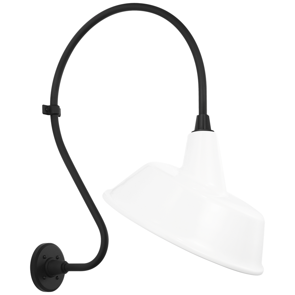 Academy 18" Larrabee Barn Light | Matte Black | 16 | 16" White Tilted Bowers Shade