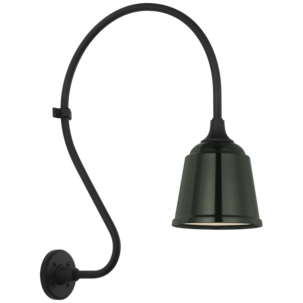 Academy 18" Larrabee Barn Light | Matte Black | 8 | 8" Green Rockhouse Shade