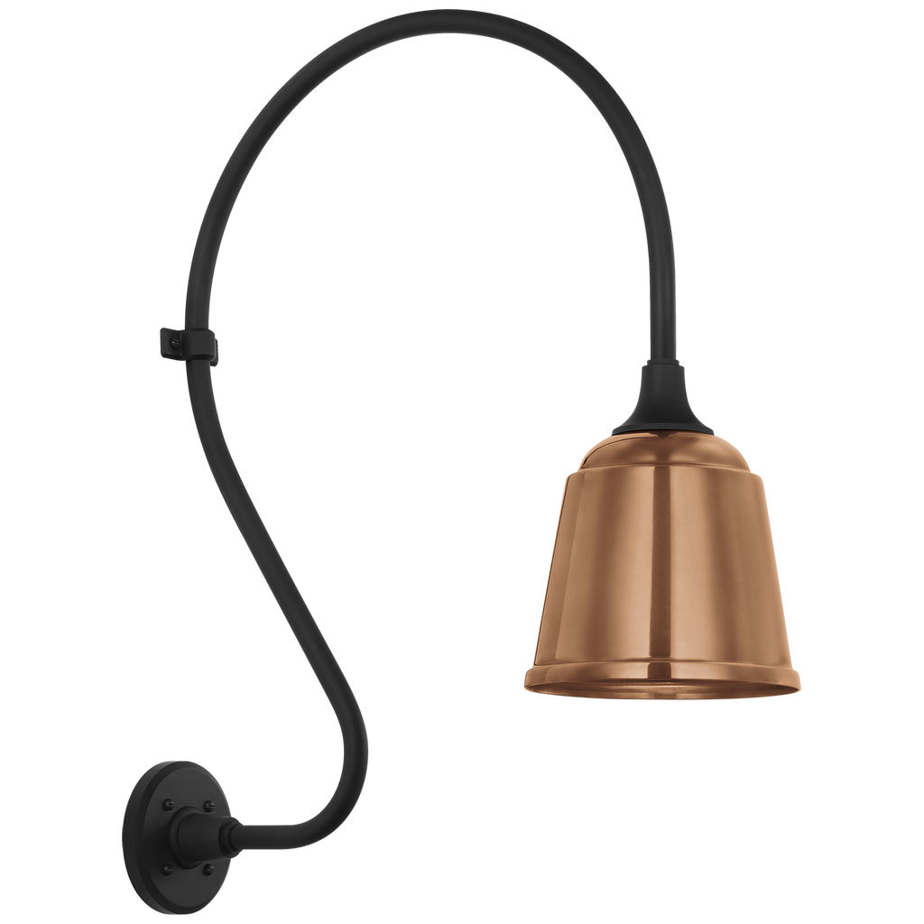 Academy 18" Larrabee Barn Light | Matte Black | 8 | 8" Soft Copper Rockhouse Shade