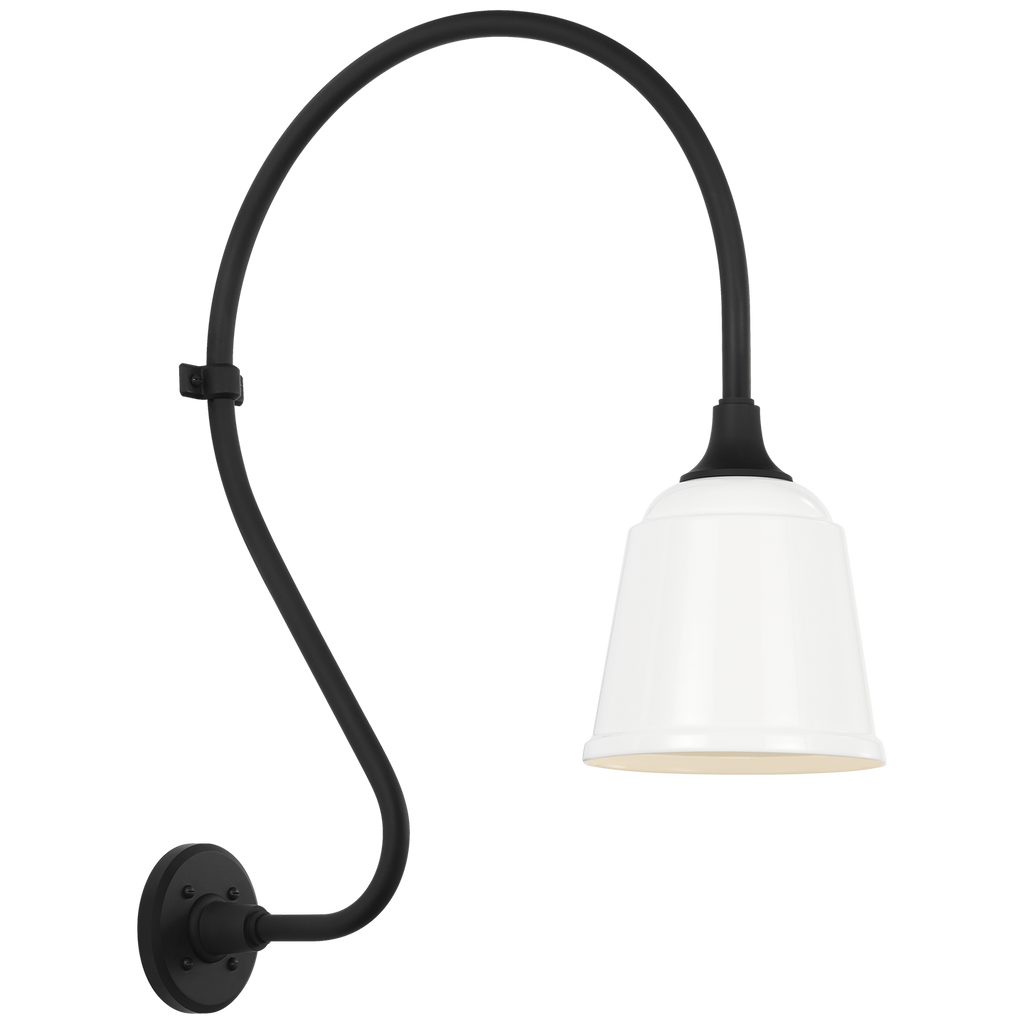 Academy 18" Larrabee Barn Light | Matte Black | 8 | 8" White Rockhouse Shade