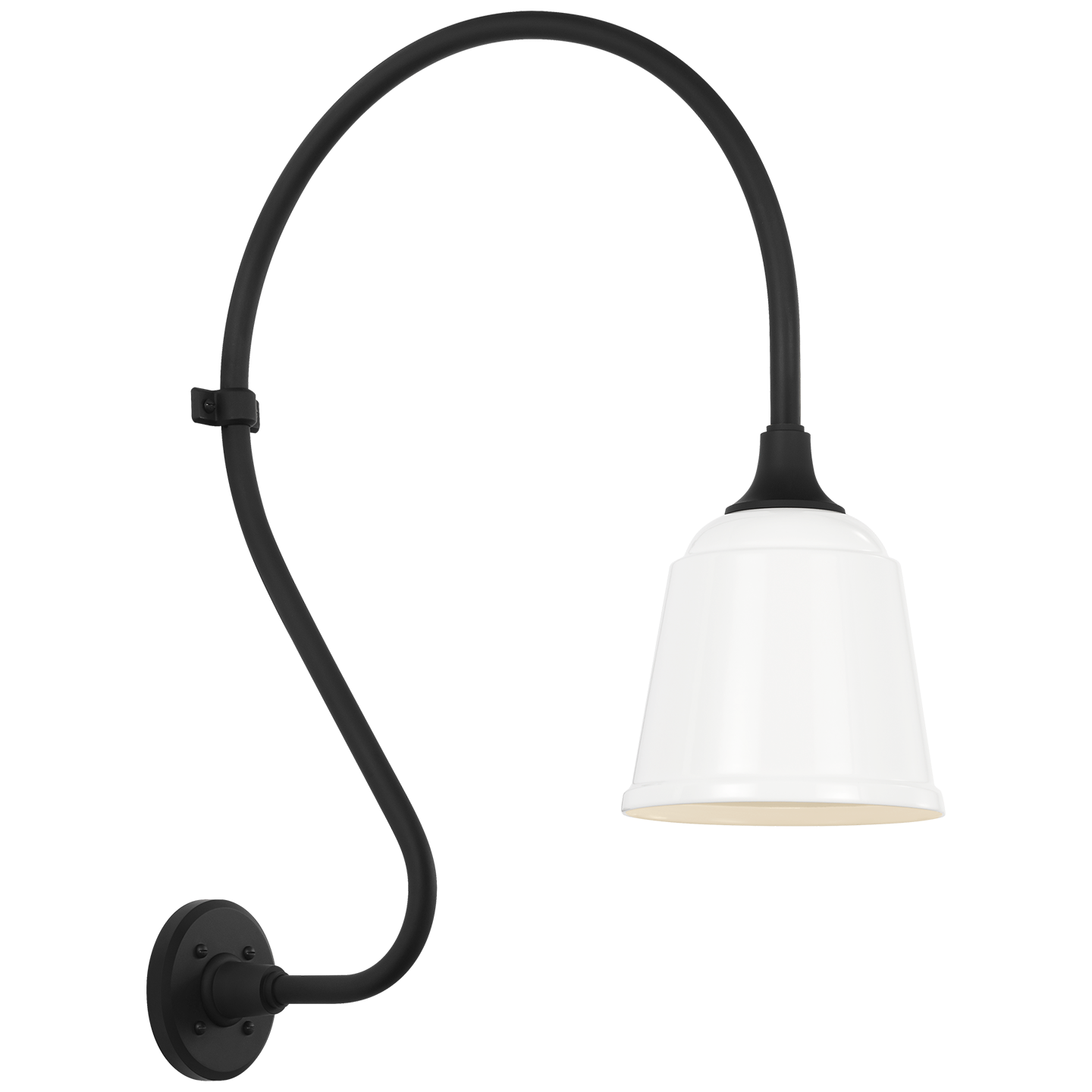 Academy 18" Larrabee Barn Light | Matte Black | 8 | 8" White Rockhouse Shade