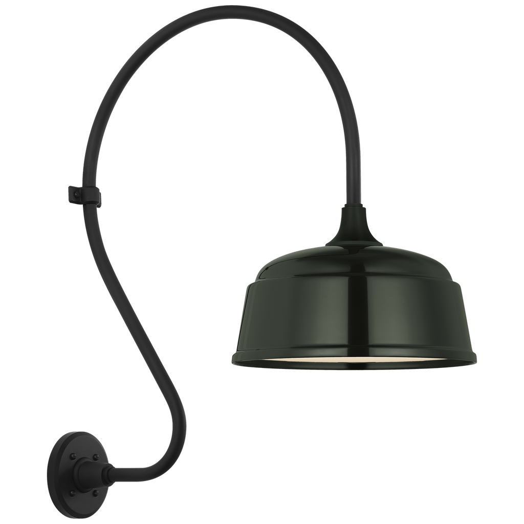 Academy 18" Larrabee Barn Light | Matte Black | 12.5 | 12.5" Green Rockhouse Shade