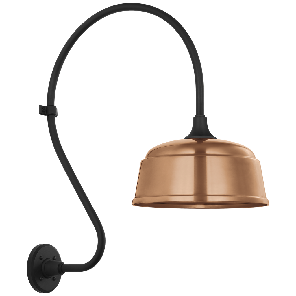 Academy 18" Larrabee Barn Light | Matte Black | 12.5 | 12.5" Soft Copper Rockhouse Shade