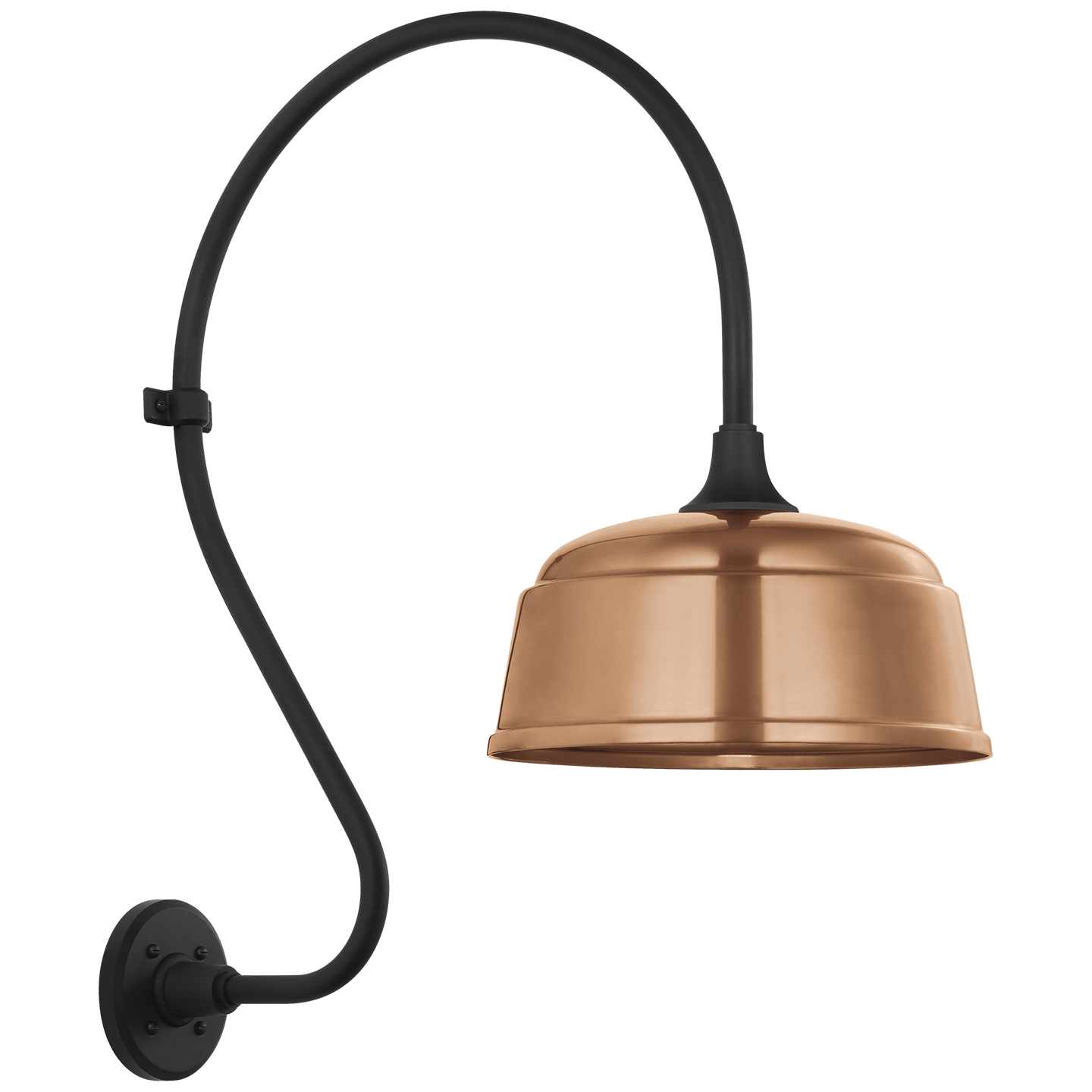 Academy 18" Larrabee Barn Light | Matte Black | 12.5 | 12.5" Soft Copper Rockhouse Shade