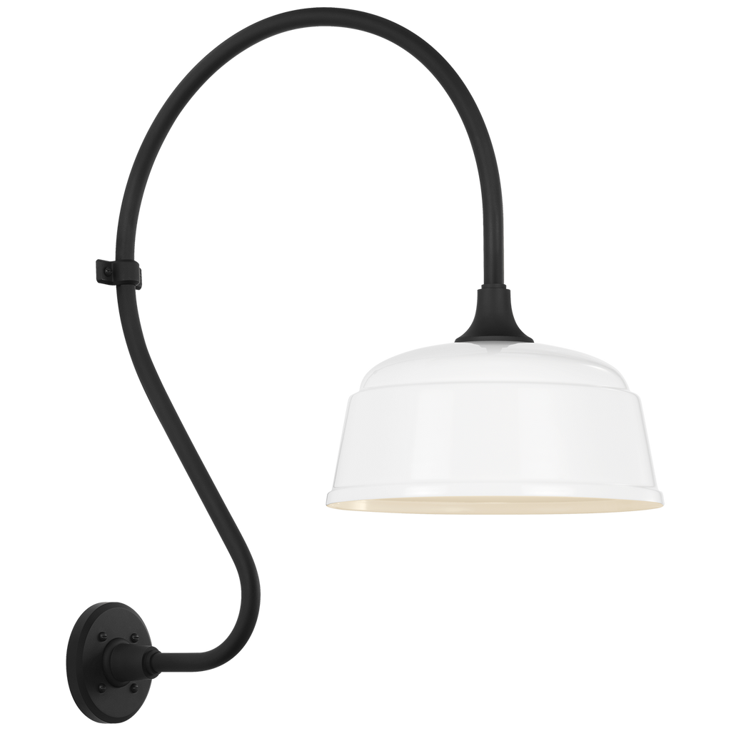 Academy 18" Larrabee Barn Light | Matte Black | 12.5 | 12.5" White Rockhouse Shade