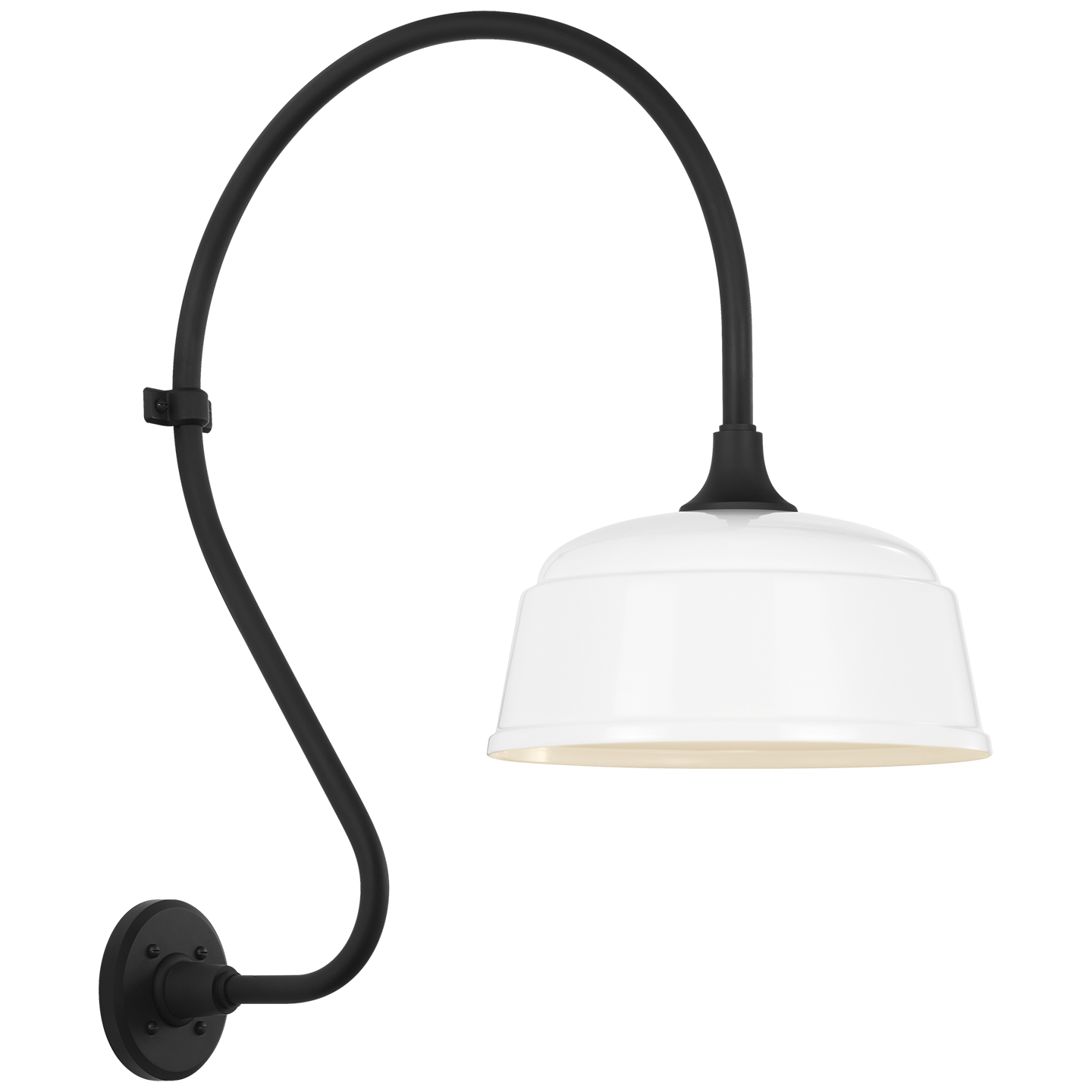 Academy 18" Larrabee Barn Light | Matte Black | 12.5 | 12.5" White Rockhouse Shade