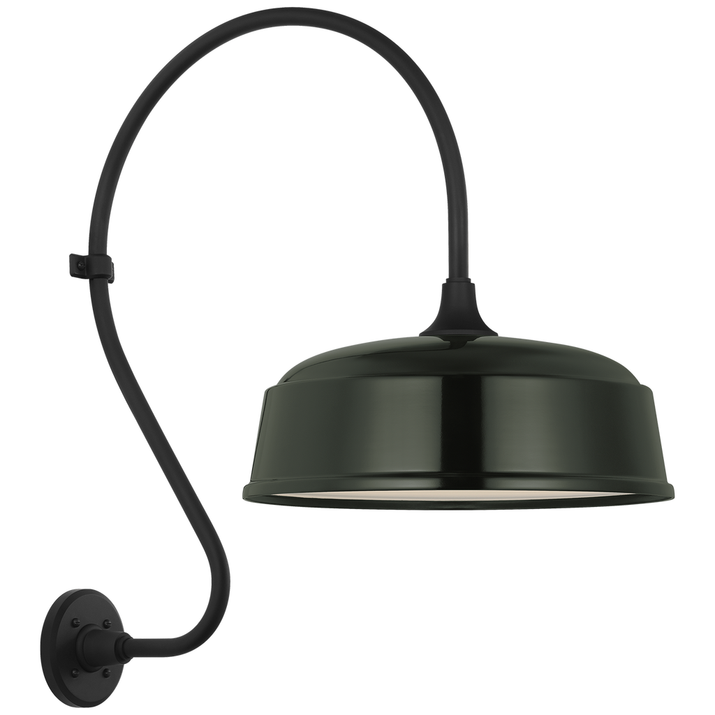 Academy 18" Larrabee Barn Light | Matte Black | 16 | 16" Green Rockhouse Shade