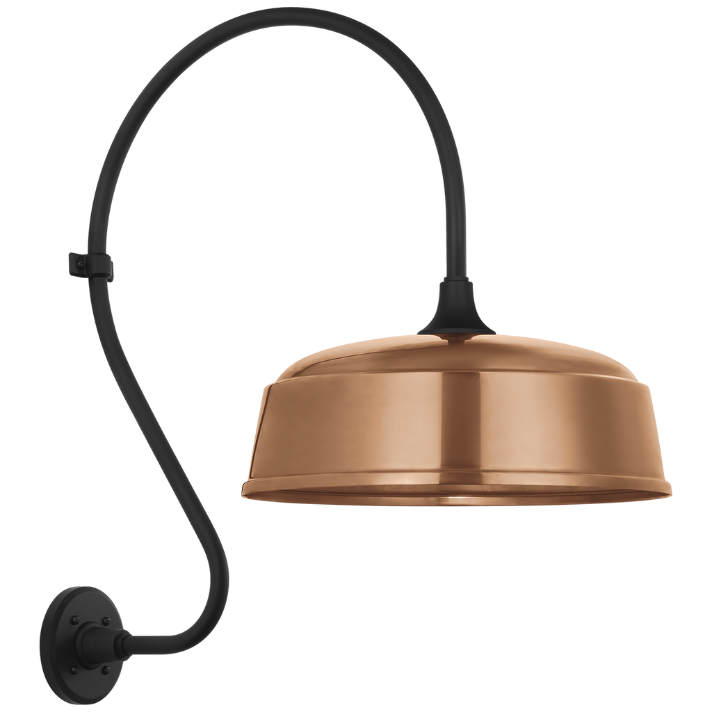 Academy 18" Larrabee Barn Light | Matte Black | 16 | 16" Soft Copper Rockhouse Shade