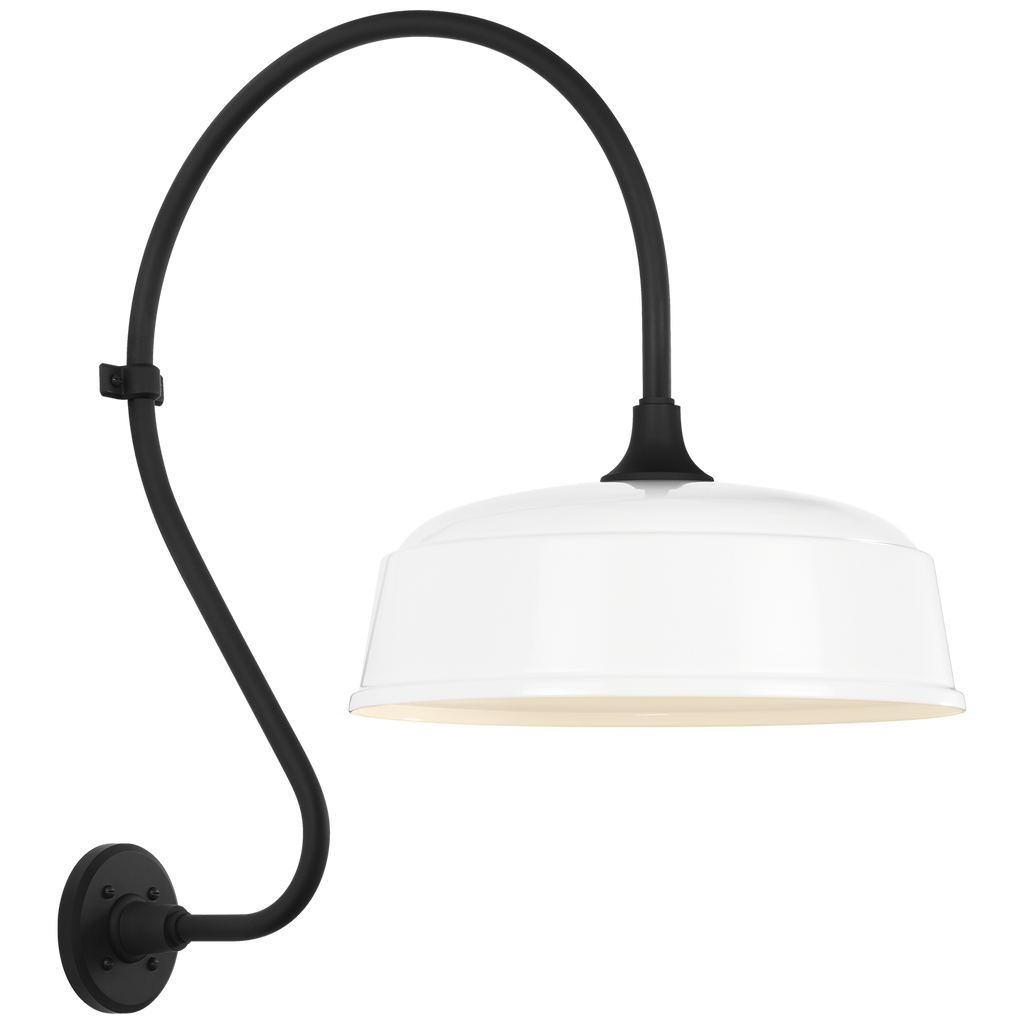 Academy 18" Larrabee Barn Light | Matte Black | 16 | 16" White Rockhouse Shade