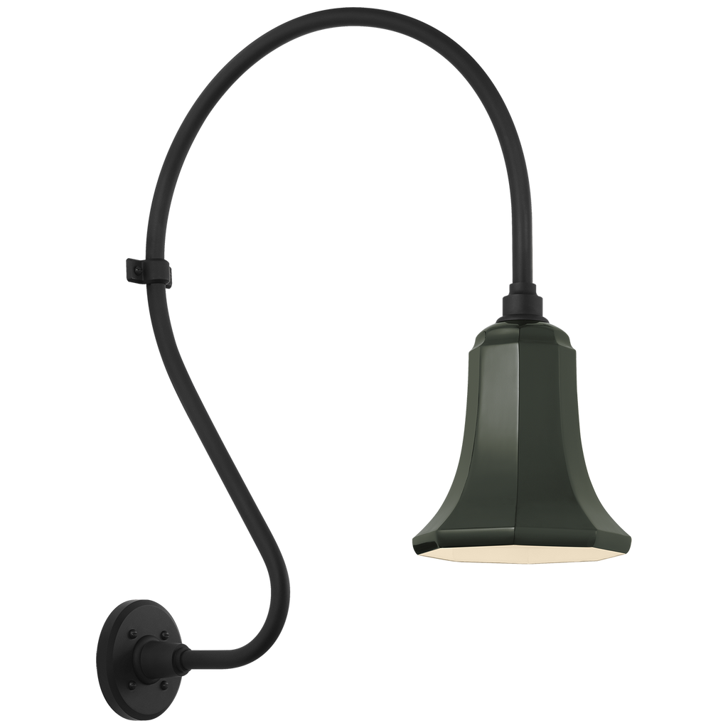 Academy 18" Larrabee Barn Light | Matte Black | 7.5 | 7.5" Green Savannah Shade