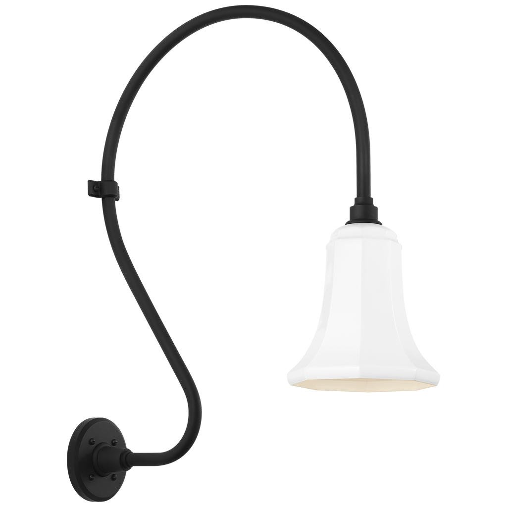 Academy 18" Larrabee Barn Light | Matte Black | 7.5 | 7.5" White Savannah Shade