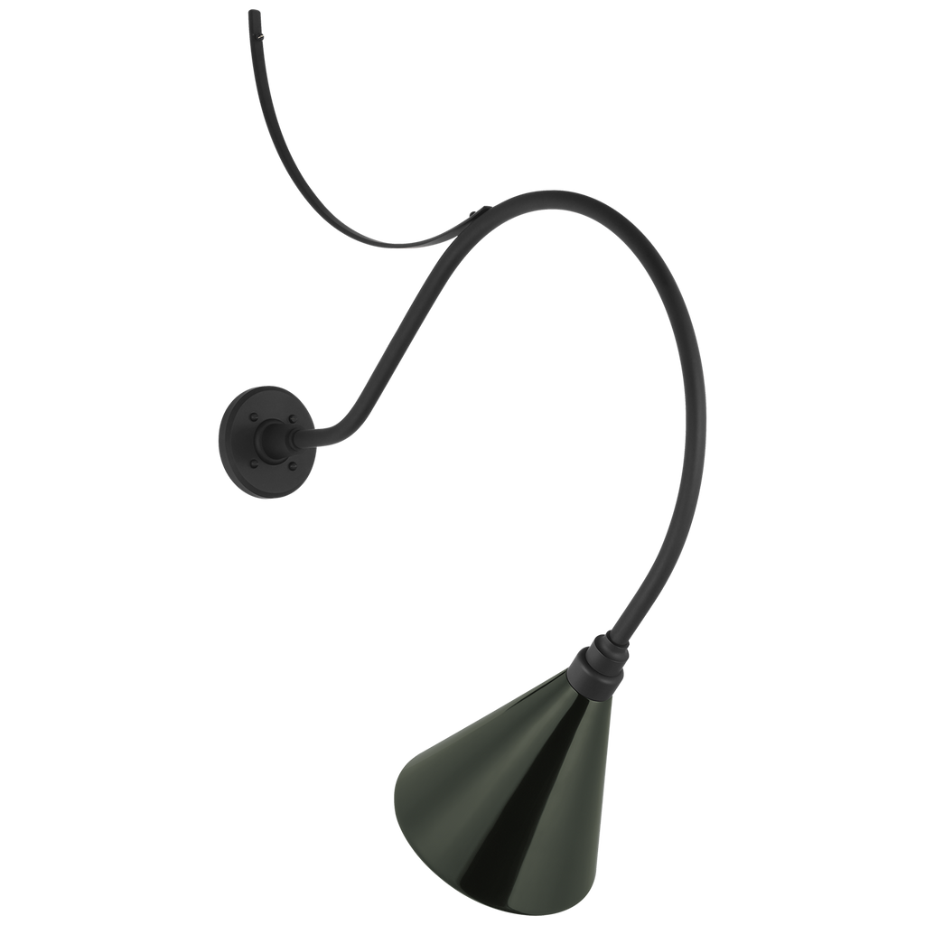 Academy 26.5" Anchored Larrabee Barn Light | Matte Black | 9 | 9" Green Conical Savannah Shade