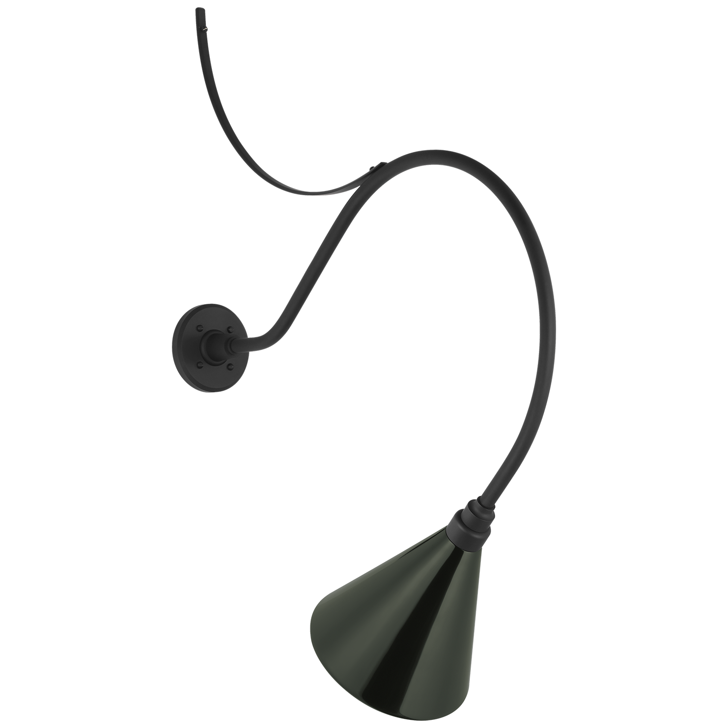 Academy 26.5" Anchored Larrabee Barn Light | Matte Black | 9 | 9" Green Conical Savannah Shade