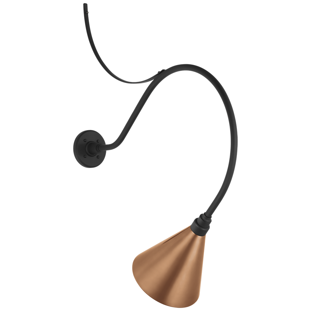 Academy 26.5" Anchored Larrabee Barn Light | Matte Black | 9 | 9" Soft Copper Conical Savannah Shade