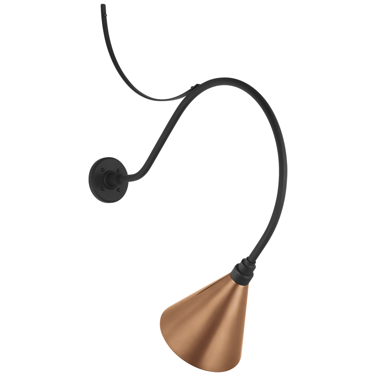 Academy 26.5" Anchored Larrabee Barn Light | Matte Black | 9 | 9" Soft Copper Conical Savannah Shade