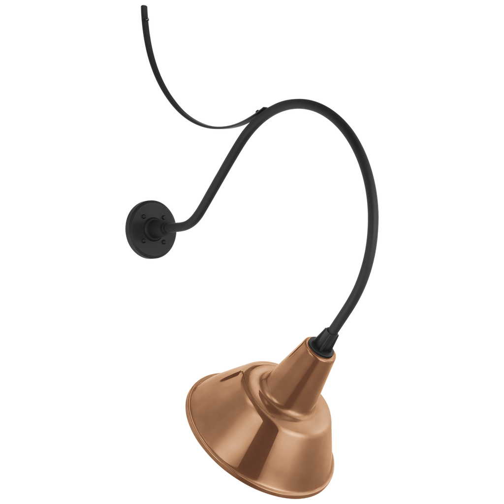 Academy 26.5" Anchored Larrabee Barn Light | Matte Black | 12.5 | 12.5" Soft Copper Bowers Shade
