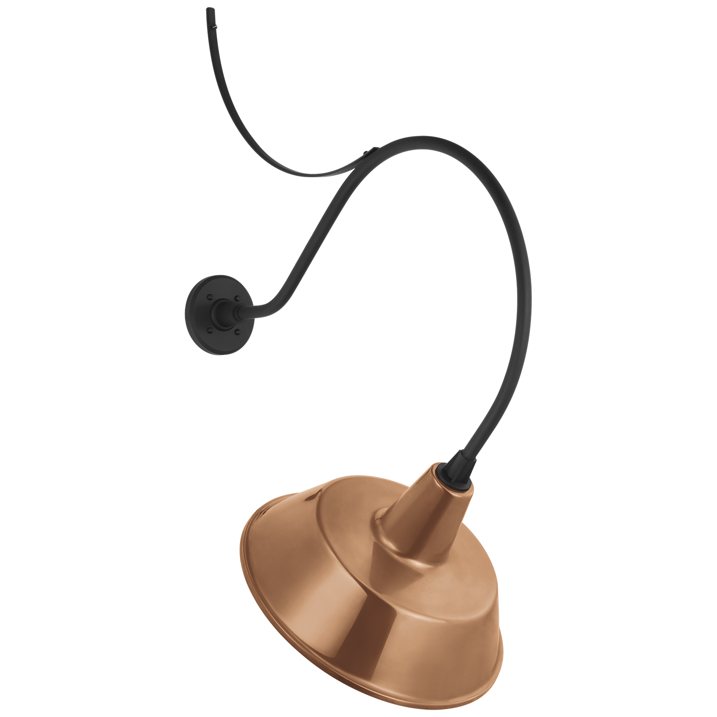 Academy 26.5" Anchored Larrabee Barn Light | Matte Black | 16 | 16" Soft Copper Bowers Shade