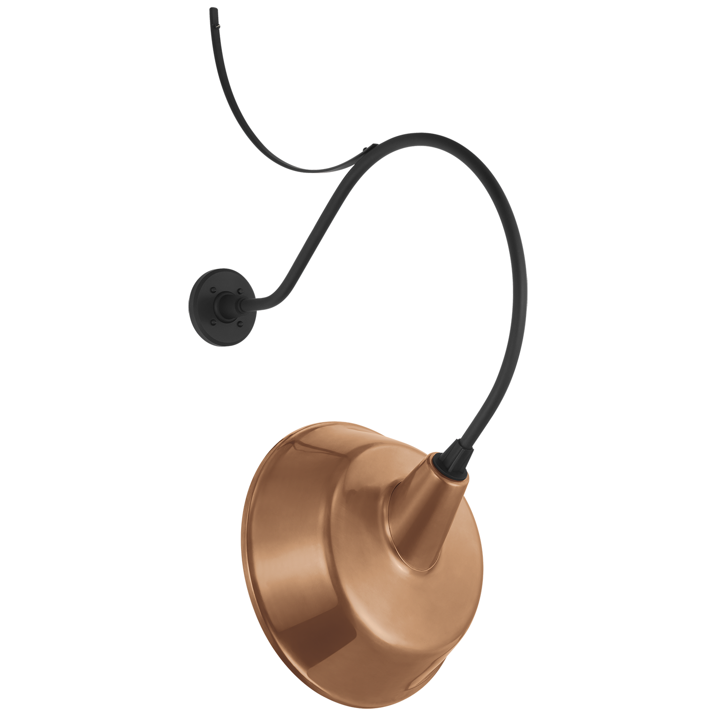 Academy 26.5" Anchored Larrabee Barn Light | Matte Black | 16 | 16" Soft Copper Tilted Bowers Shade