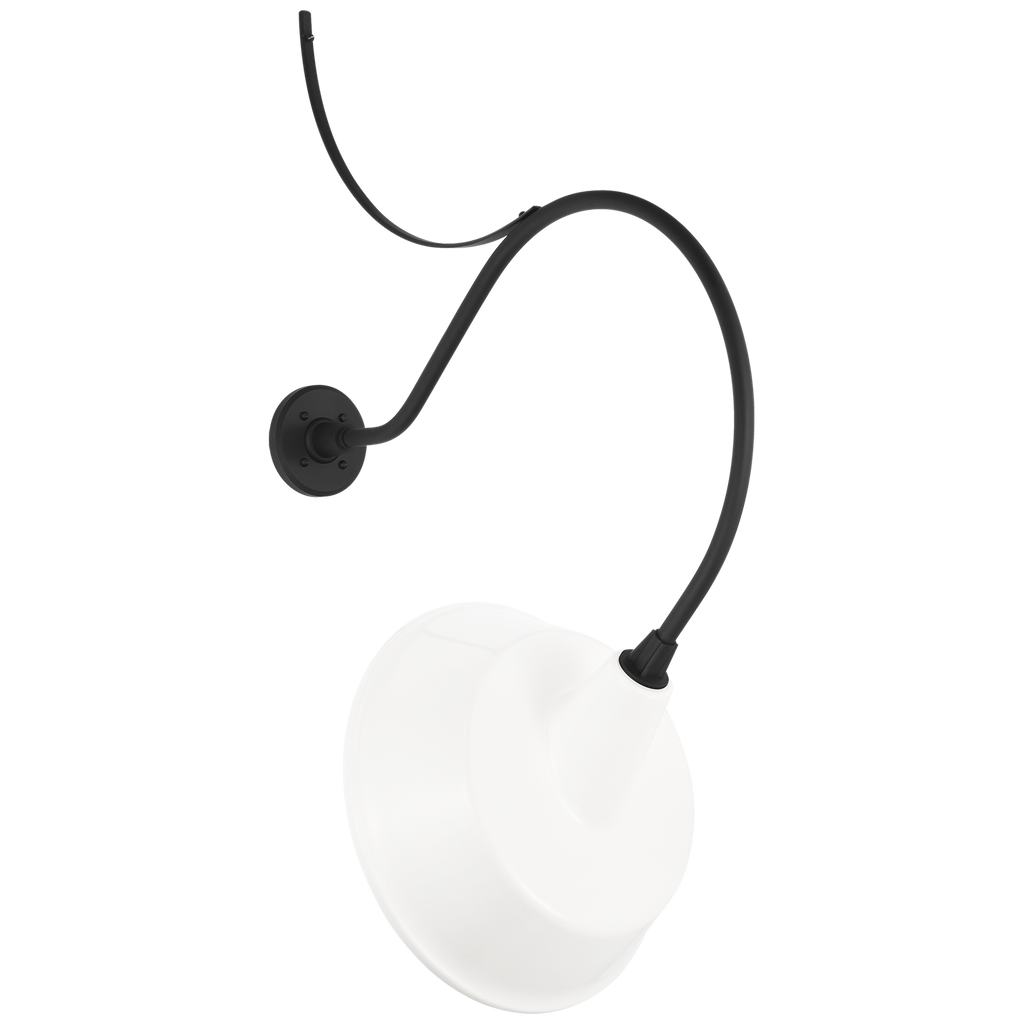 Academy 26.5" Anchored Larrabee Barn Light | Matte Black | 16 | 16" White Tilted Bowers Shade