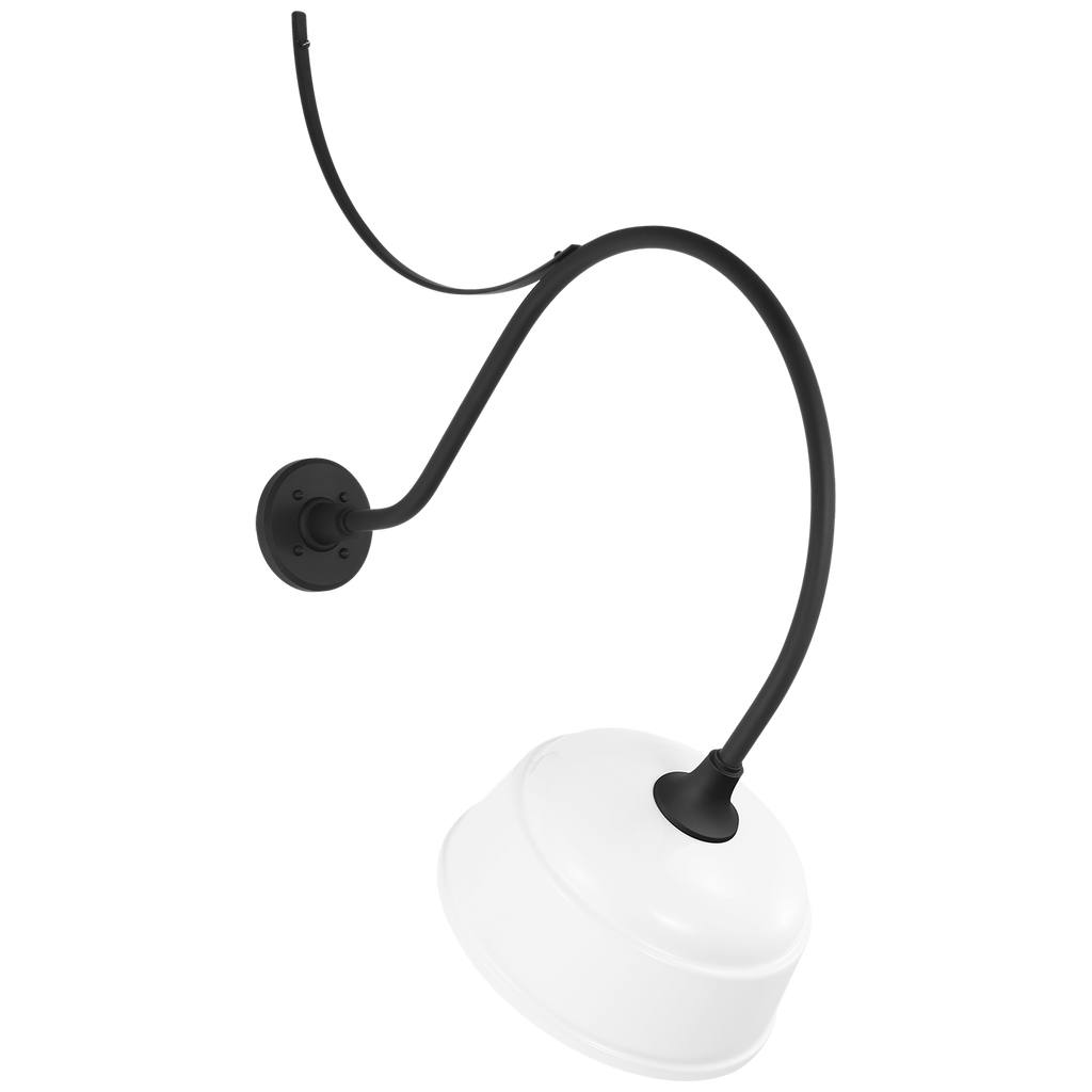 Academy 26.5" Anchored Larrabee Barn Light | Matte Black | 12.5 | 12.5" White Rockhouse Shade