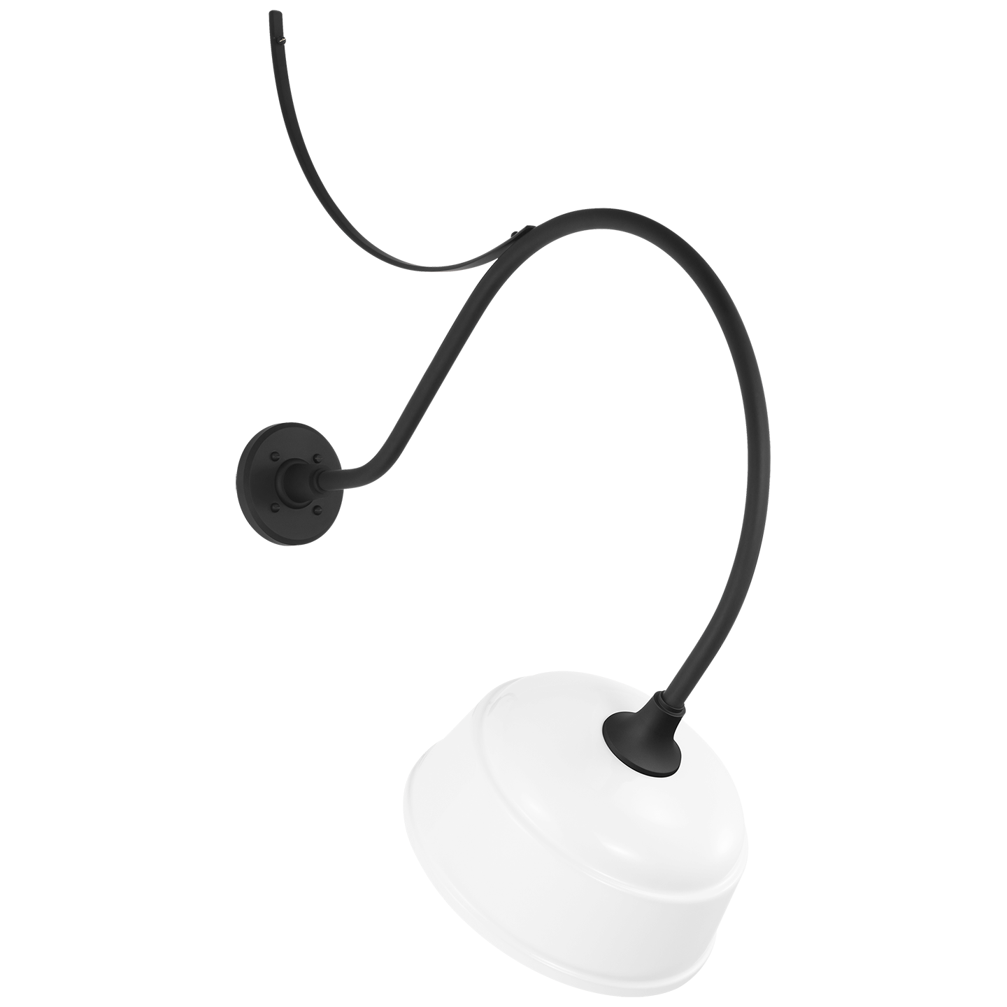 Academy 26.5" Anchored Larrabee Barn Light | Matte Black | 12.5 | 12.5" White Rockhouse Shade