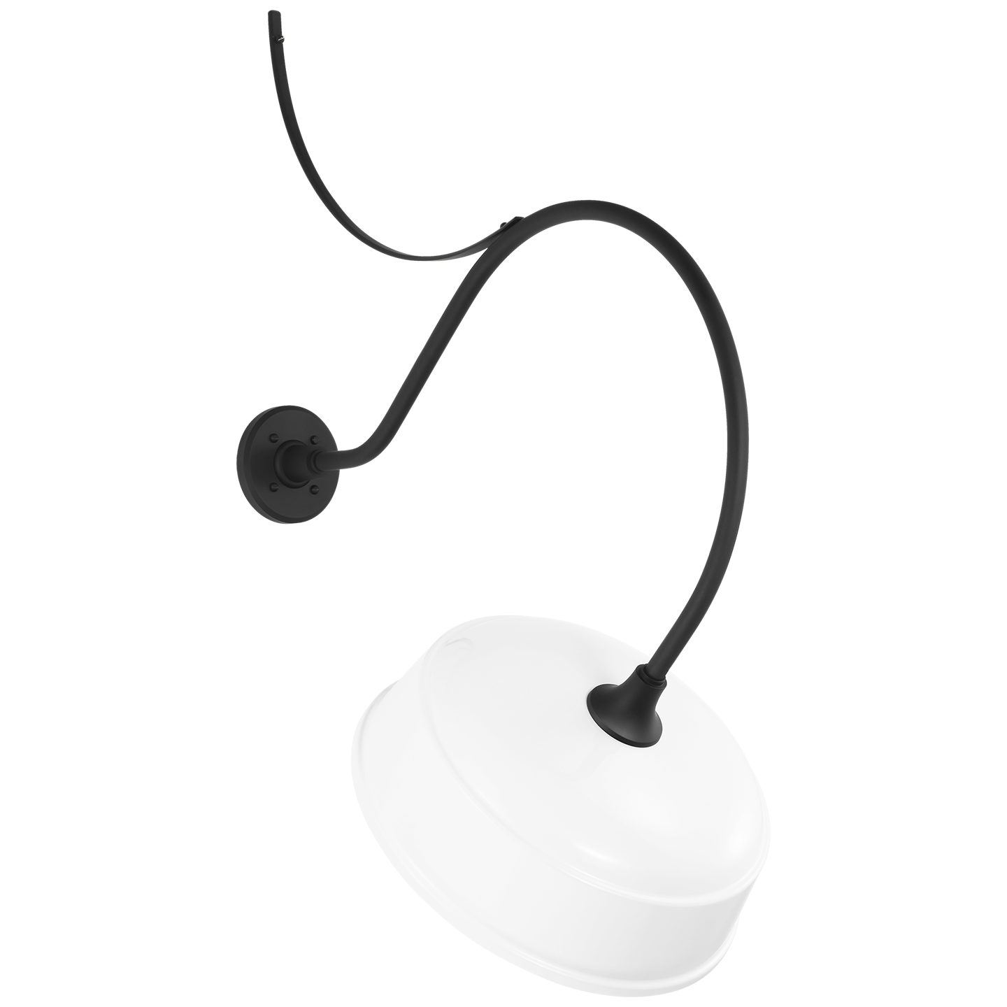 Academy 26.5" Anchored Larrabee Barn Light | Matte Black | 16 | 16" White Rockhouse Shade