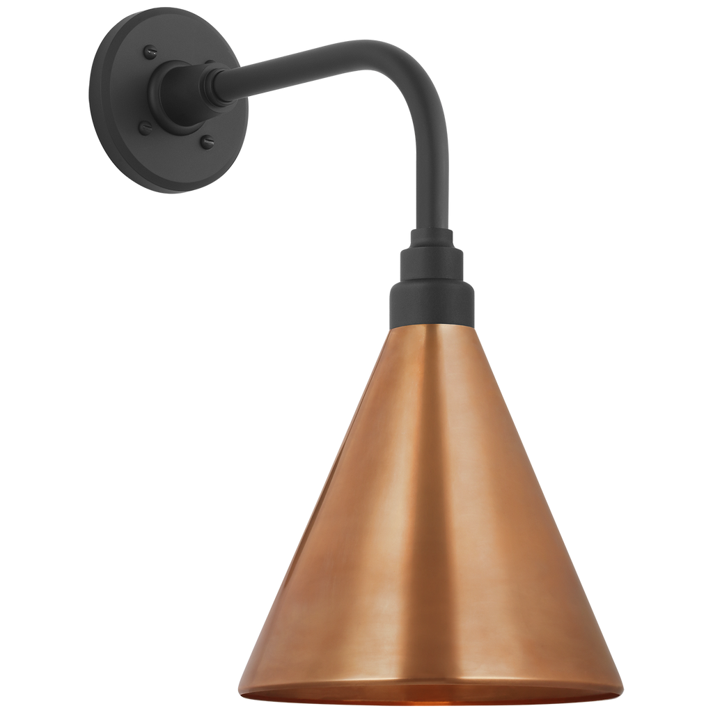 Academy 11" Rex Barn Light | Matte Black | 9 | 9" Soft Copper Conical Savannah Shade