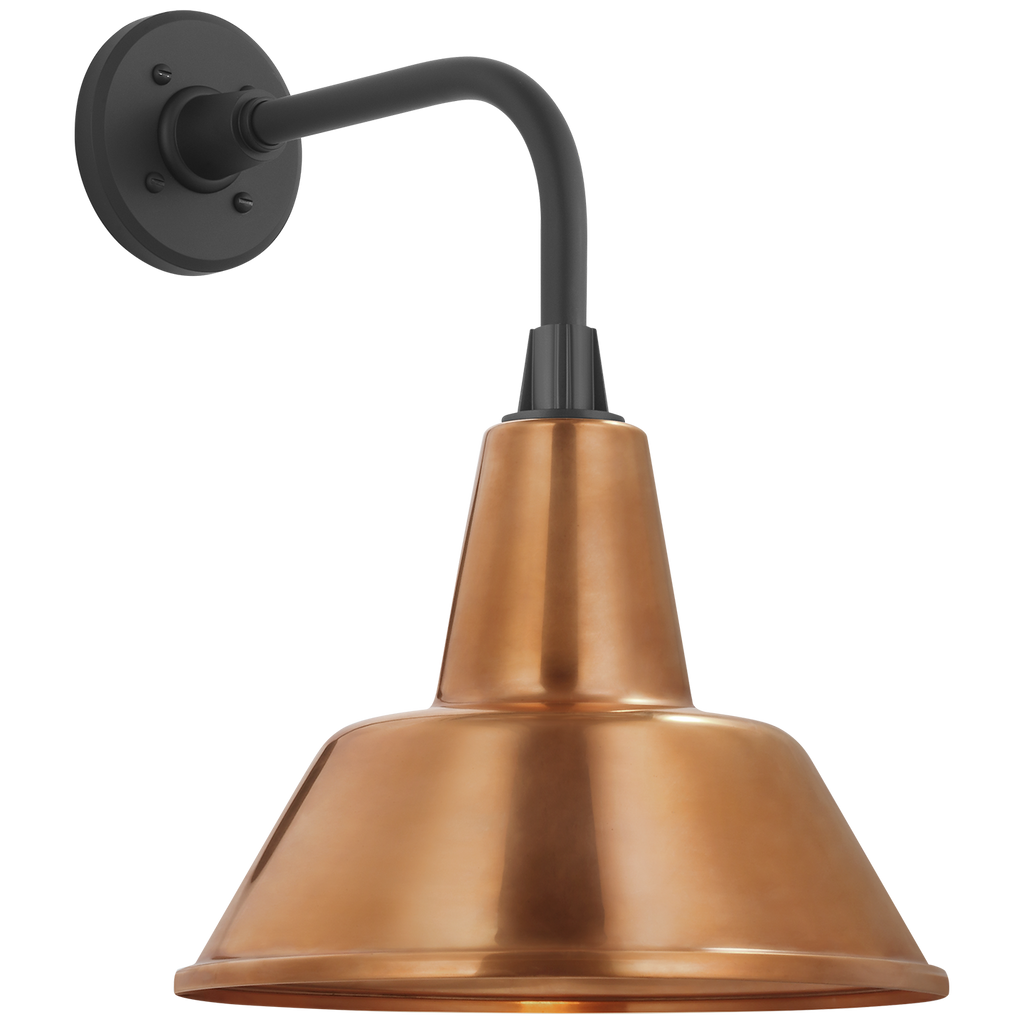 Academy 11" Rex Barn Light | Matte Black | 12.5 | 12.5" Soft Copper Bowers Shade