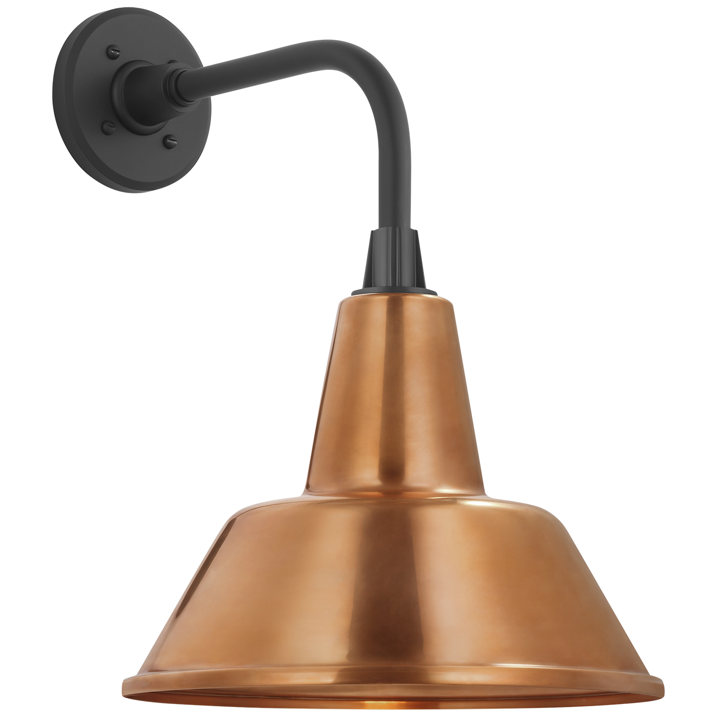 Academy 11" Rex Barn Light | Matte Black | 12.5 | 12.5" Soft Copper Bowers Shade