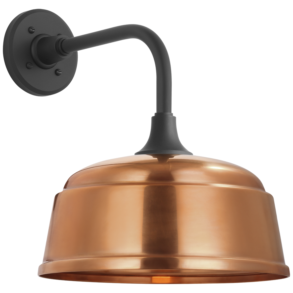 Academy 11" Rex Barn Light | Matte Black | 12.5 | 12.5" Soft Copper Rockhouse Shade